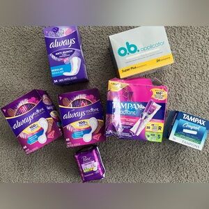 Feminine products bundle | Always / Tampax / o.b / poise